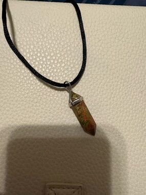 Unbranded Green & Brown Natural Stone Point Pendant Necklace
